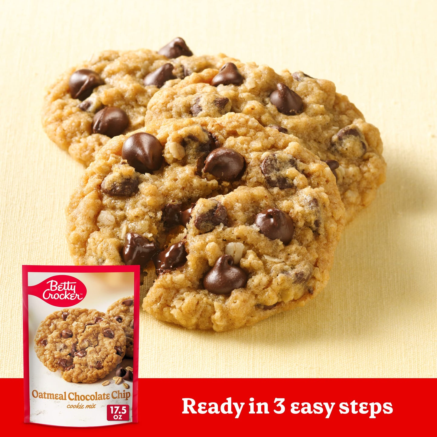 Betty Crocker Cookie Mix Oatmeal Chocolate Chip 17.5 Oz Pouch (Pack Of 12)