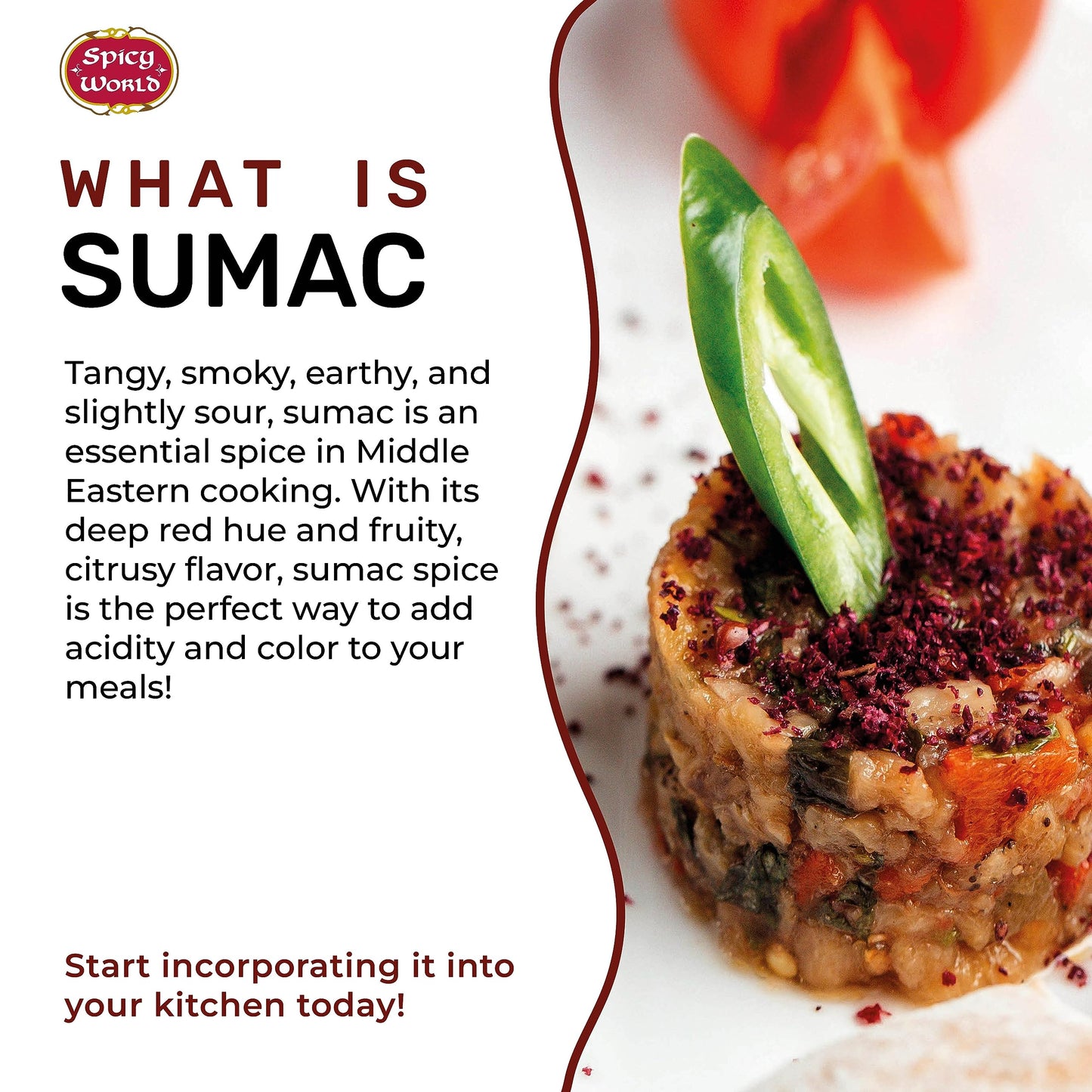 Spicy World Sumac Spice Powder 7 Ounce Bag - Ground Sumac, Sumac Seasoning (Sumak)
