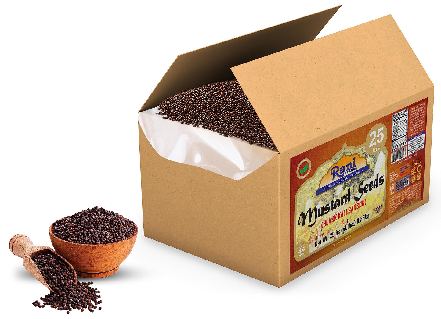 Rani Black Mustard Seeds Whole Spice (Kali Rai) 400Oz (25Lbs) 11.36Kg Bulk Box ~ All Natural | Gluten Friendly | Non-Gmo | Vegan