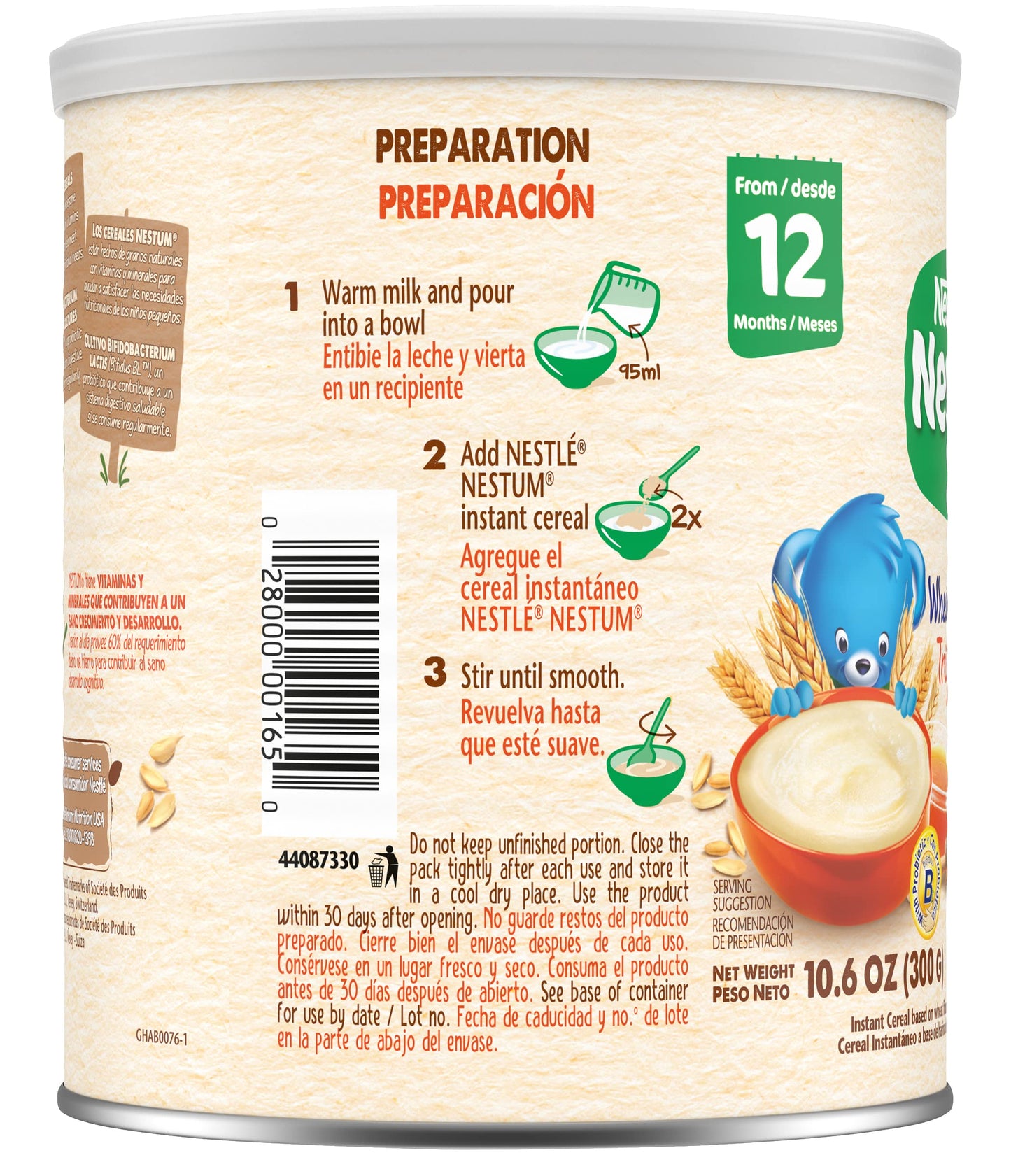 Nestle Nestum Cereal, Wheat And Honey, 10.5-Ounce Container (Pack Of 6)