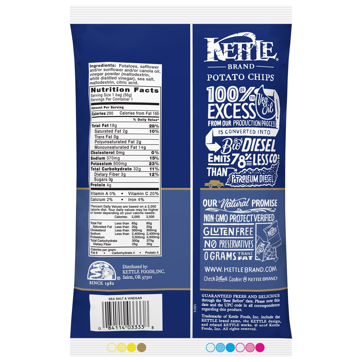 Kettle Brand Potato Chips, Sea Salt & Vinegar Bags, 2 Ounce (Pack Of 24)