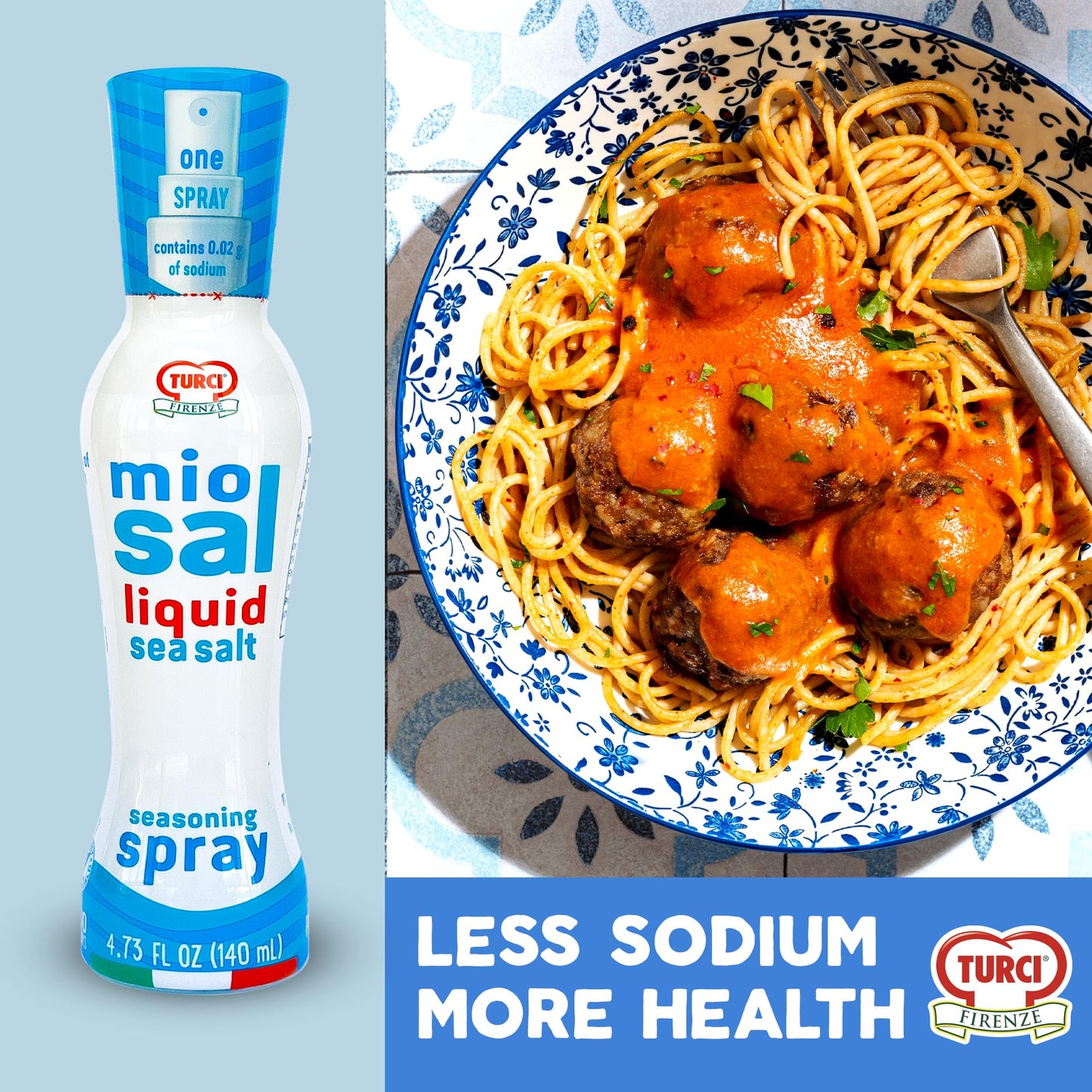 Turci Firenze Miosal Liquid Salt Spray, 4.73oz. (6 Pack), Salt Replacement, 75% Less Sodium, to Reduce Daily Sodium Intake, 100%