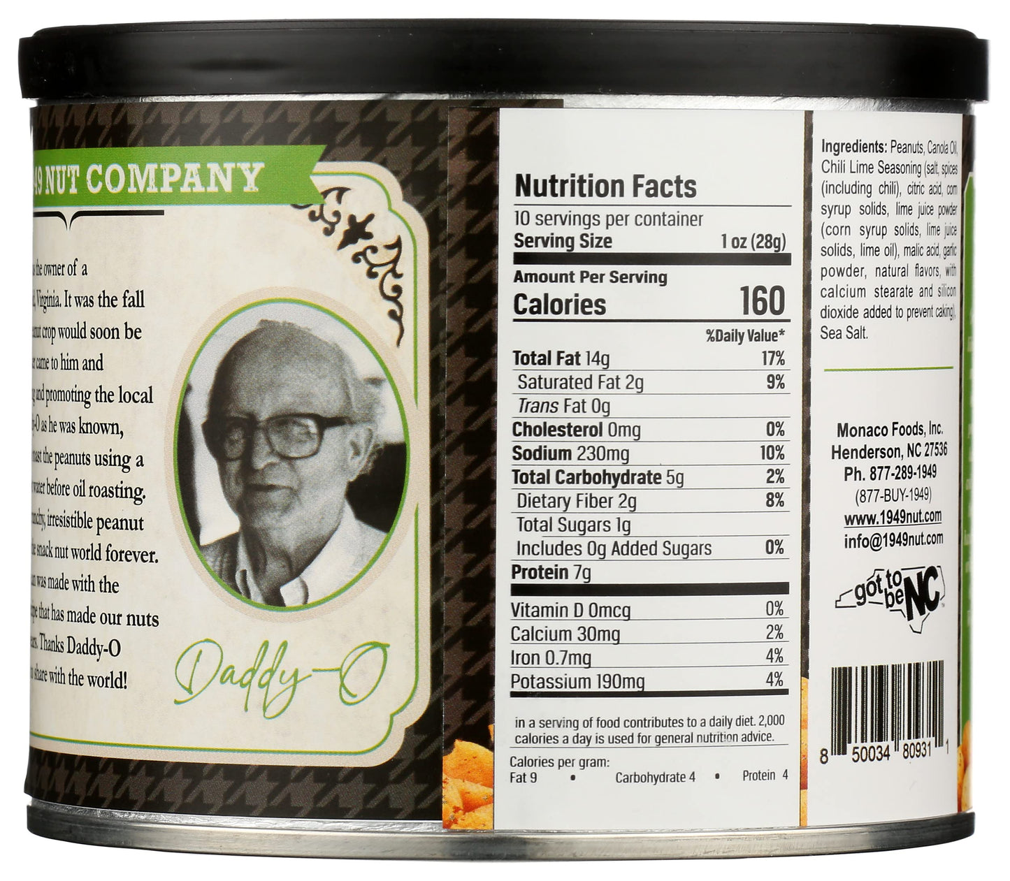 The 1949 Nut Co. Chili Lime Peanuts, 10 Oz