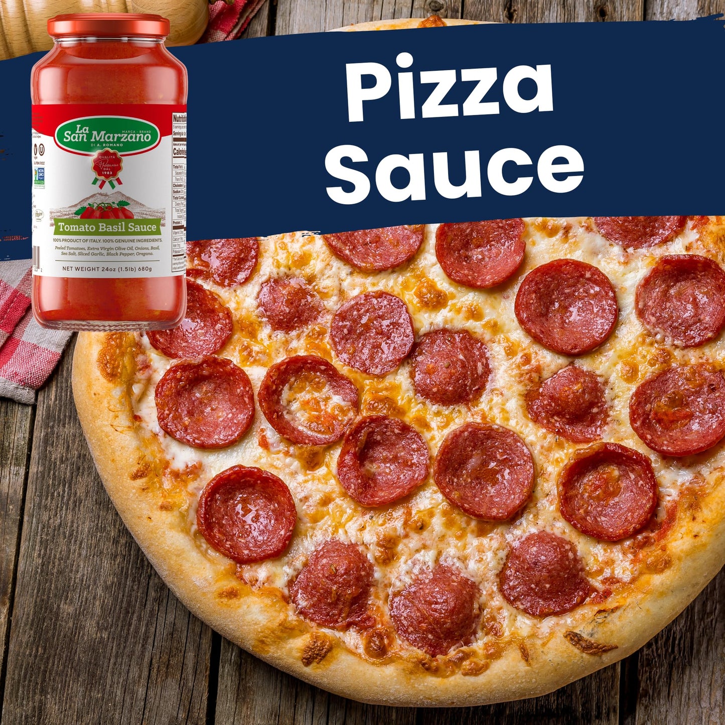 La San Marzano Tomato Basil Sauce, 24 Oz, Pasta Sauce Made In Italy, All Purpose Tomato Enhanced Quality, All Natural, Mediterranean Diet, Non Gmo, Vegan, Gluten Free
