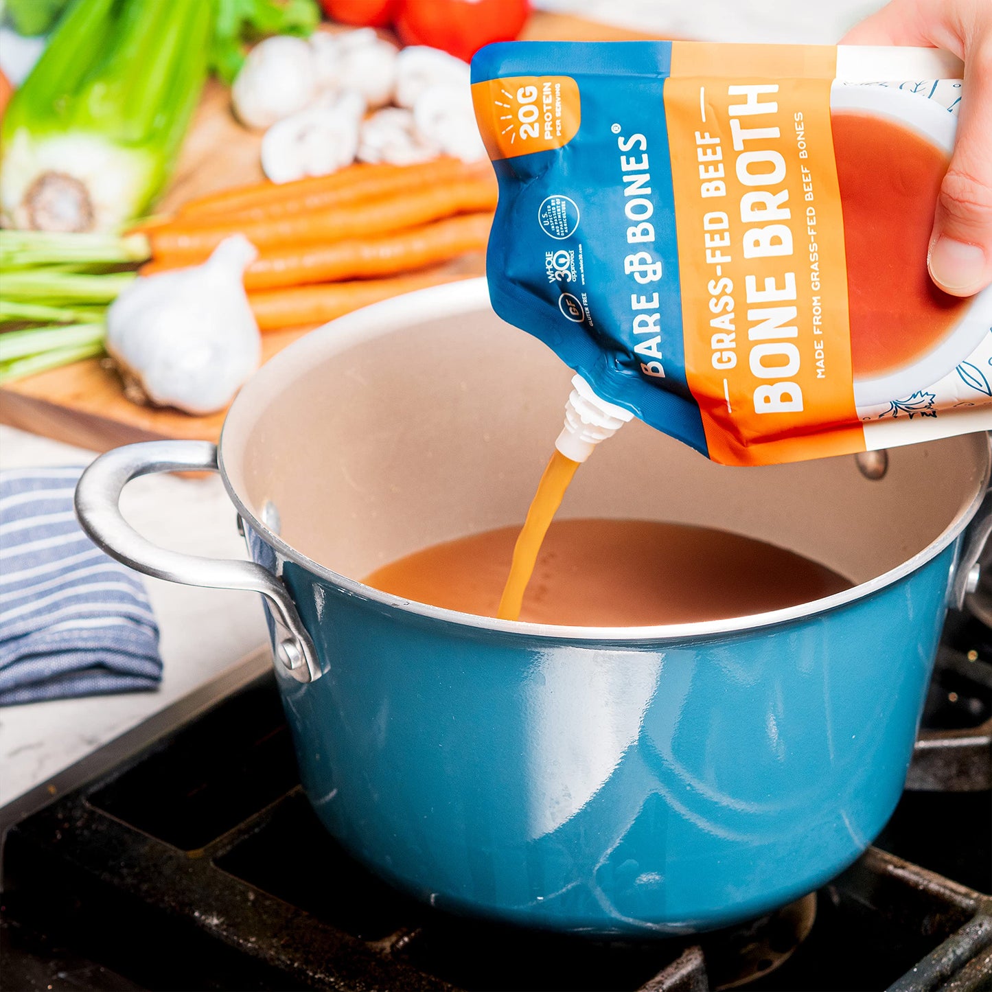 Bare Bones Beef Bone Broth For Cooking And Sipping, 16 Oz, Pack Of 6, Protein And Collagen Rich, Keto Friendly