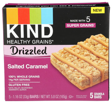 Kind Healthy Grains Salted Caramel Drizzled Bars, Gluten Free, 5.8 Ounces (Pack Of 8)