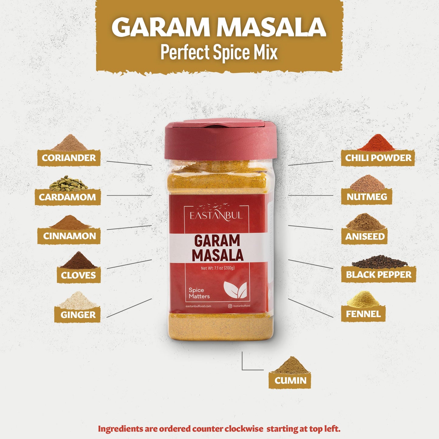 Eastanbul Garam Masala, 7.1Oz Garam Masala Spice Powder Mix, 100% Natural Masala Indian Spice, Top Culinary Grade Garam Masala P