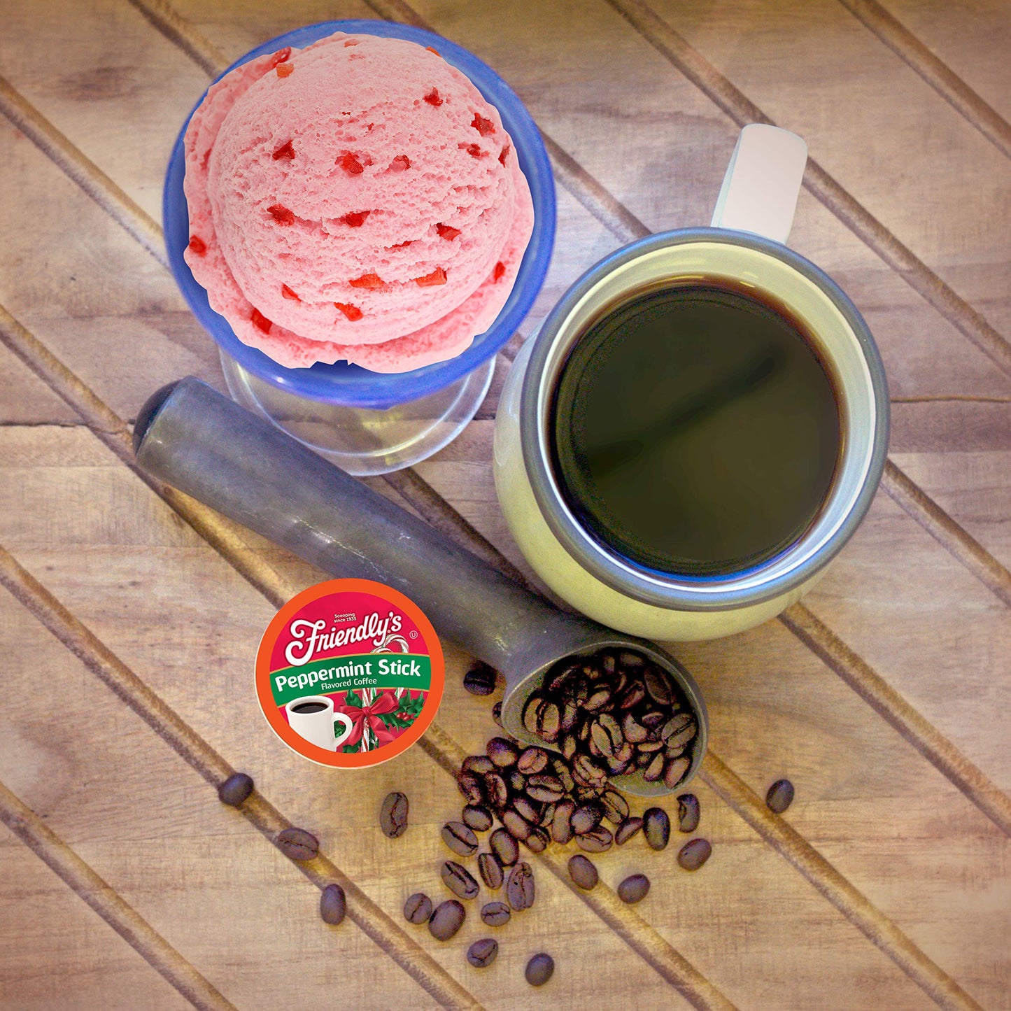 Friendlys Flavored Ice Cream Coffee Pods, Peppermint Stick, 40 Count, Compatible with Keurig K Cup malt-inspired