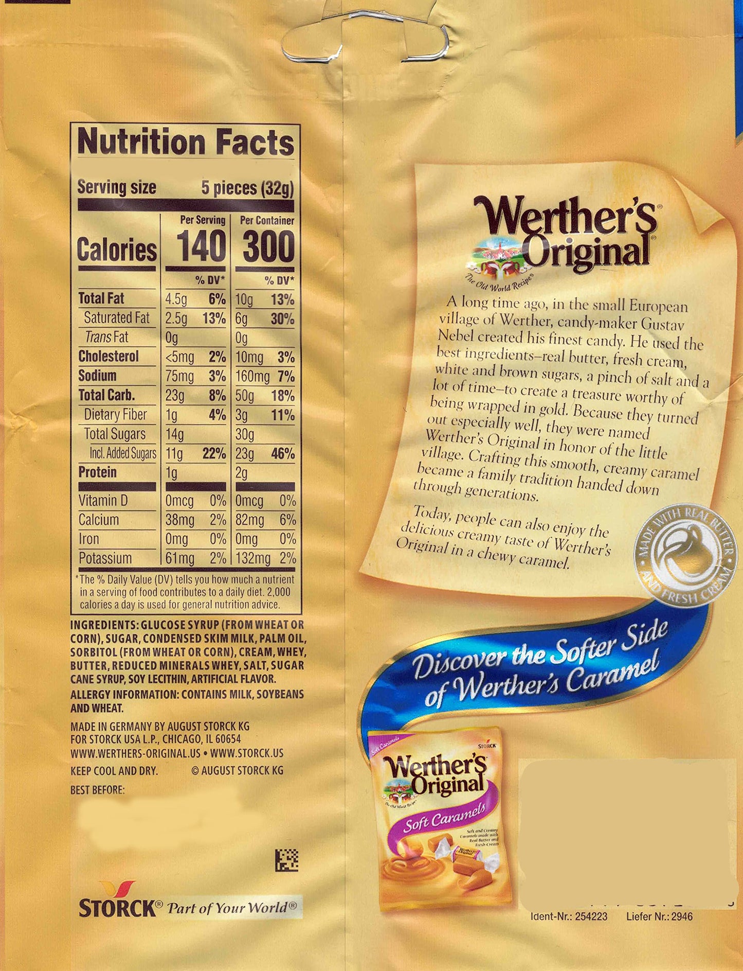Aromatik Bulk Werthers Original Hard Candy, Individually Wrapped, 1 lb Resealable Pouch, Chewy Caramel