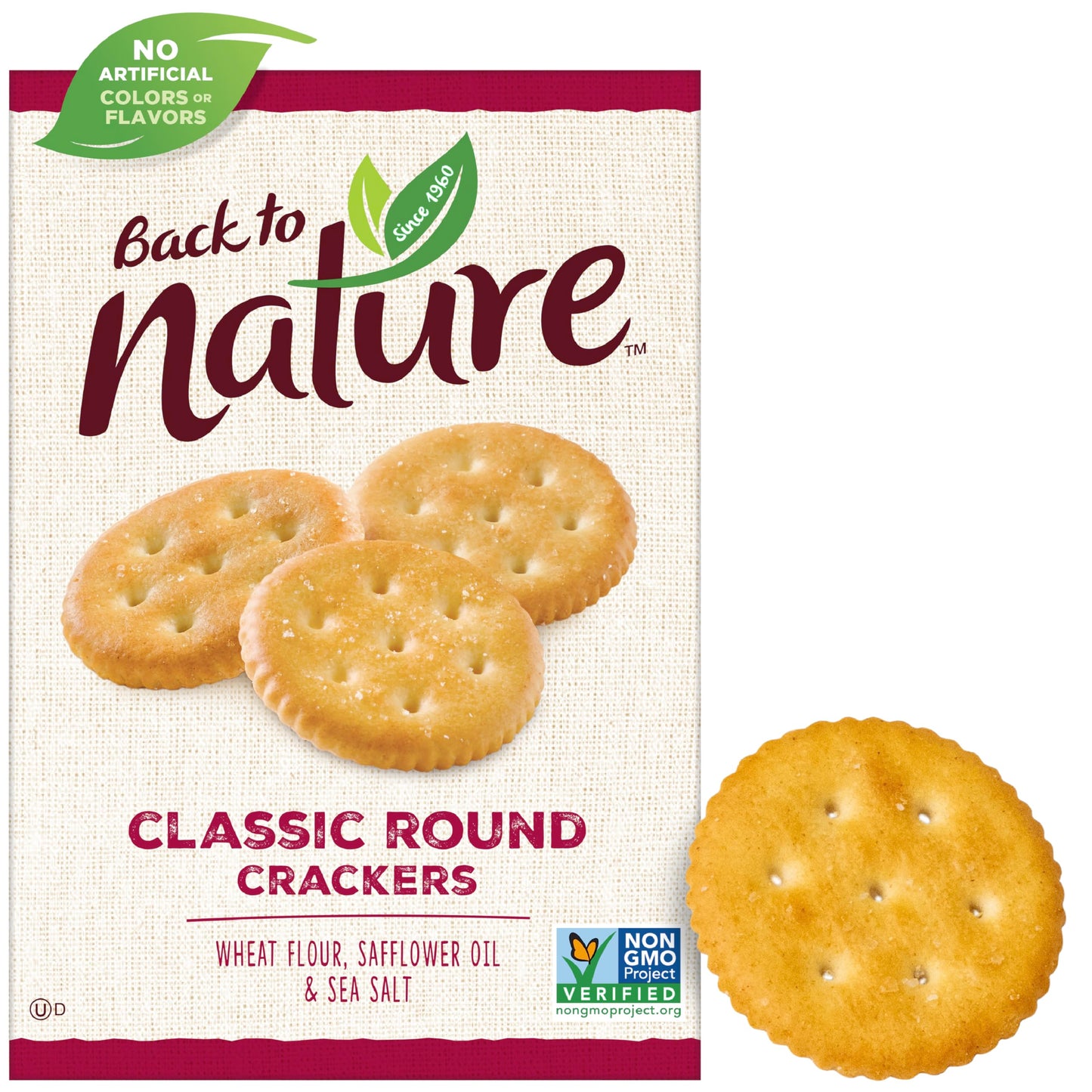 Back to Nature Classic Round Crackers - Dairy Free, Non-GMO, Made with Wheat Flour & Sea Salt, Delicious & Quality Snacks, 8.5 O