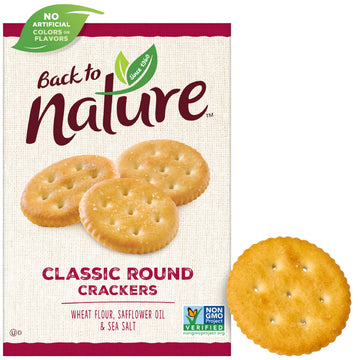 Back to Nature Classic Round Crackers - Dairy Free, Non-GMO, Made with Wheat Flour & Sea Salt, Delicious & Quality Snacks, 8.5 O