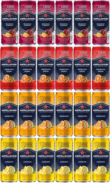 San Pellegrino Sparkling Water Variety- 4 Flavors 24 Pack 6 Cans of Each