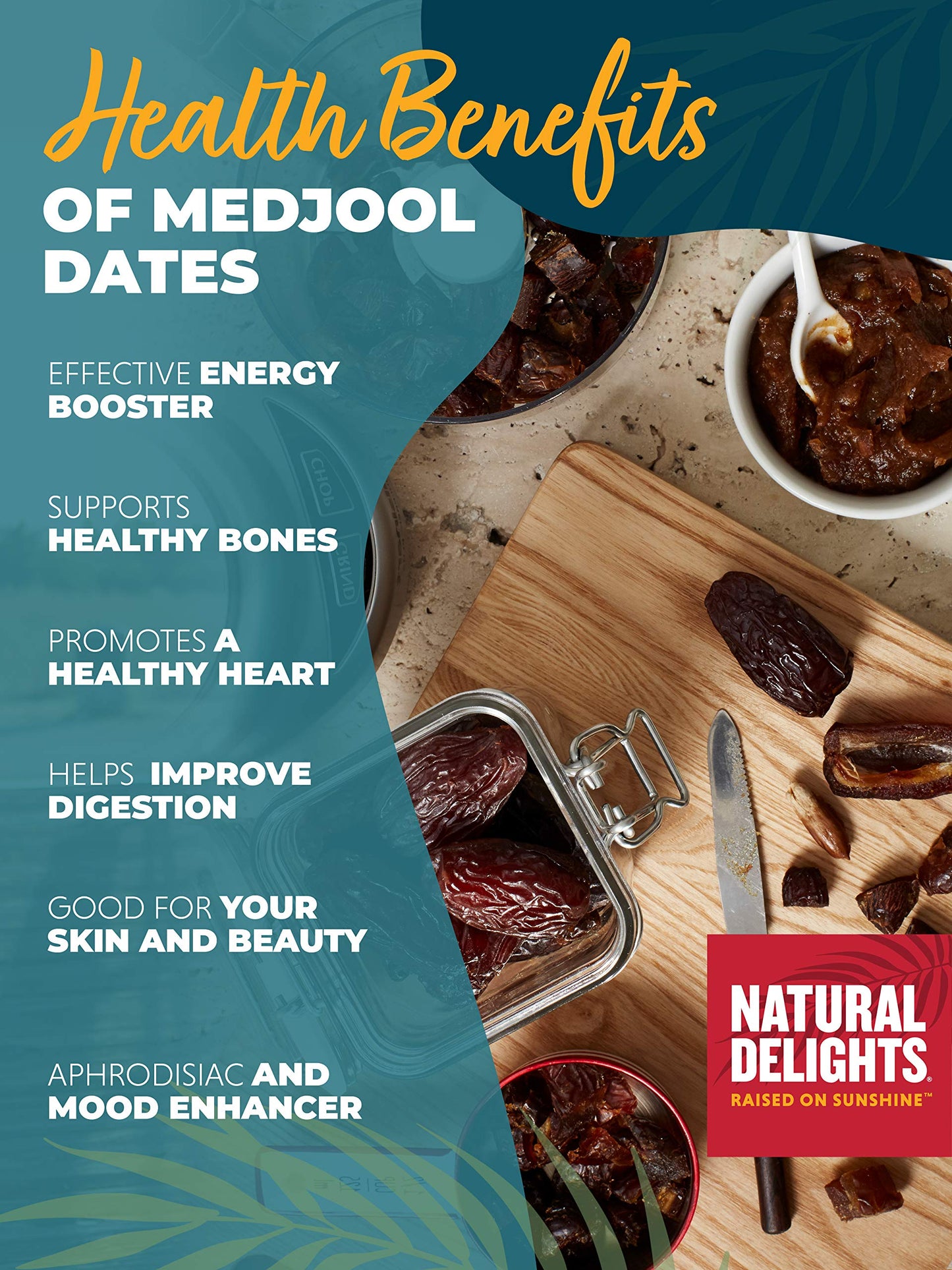 Natural Delights Organic Medjool Dates - Large & Plump, 1 lb Container, USDA Certified, Non-GMO, Good Source of Fiber, Naturally Sweet Snack