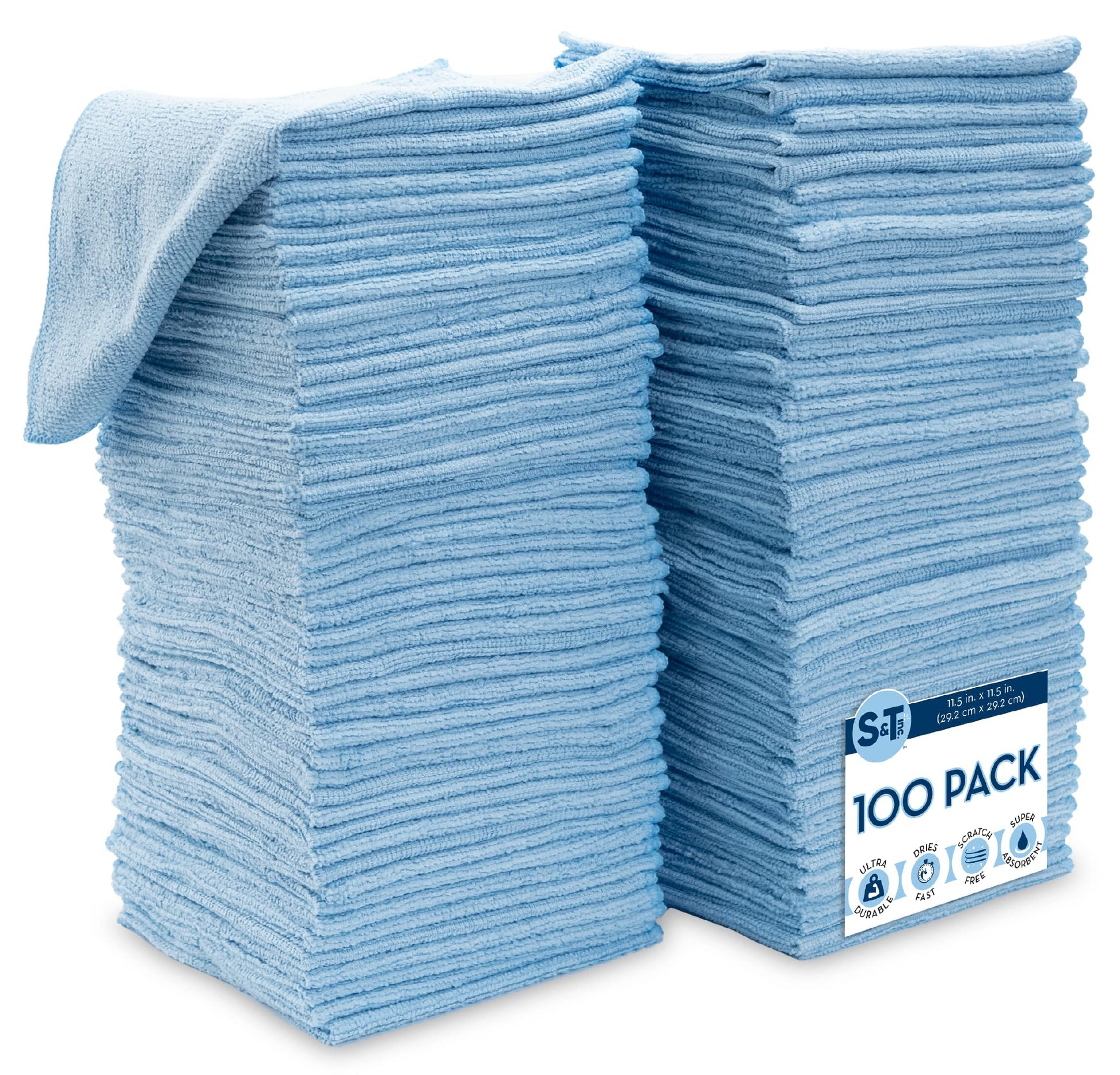 S&T Inc. Microfiber Cleaning Cloth For Home, Bulk Cleaning Towels For Housekeeping, Reusable And Lint Free Cloth Towels For Car,