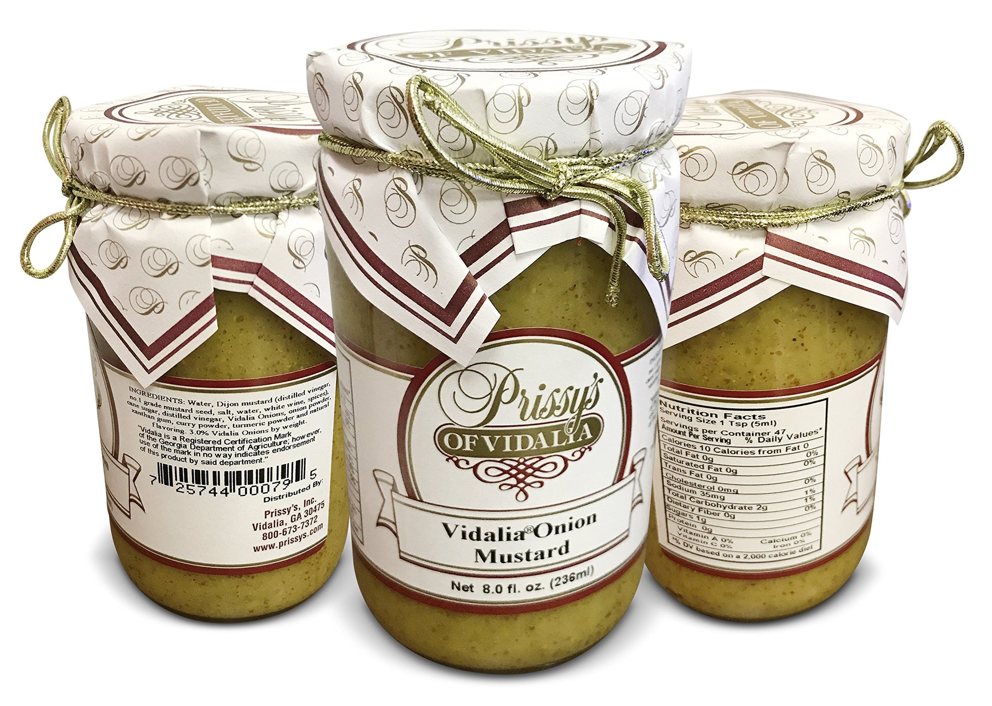 Prissy's of Vidalia Onion Mustard, 8 Ounce (Pack of 3)