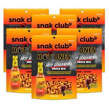 Snak Club x Hot Ones Hot Habanero Snack Mix, Spicy Snacks with Peanuts, Pretzels, Sesame Sticks, Toasted Corn & Cashews, Inspire
