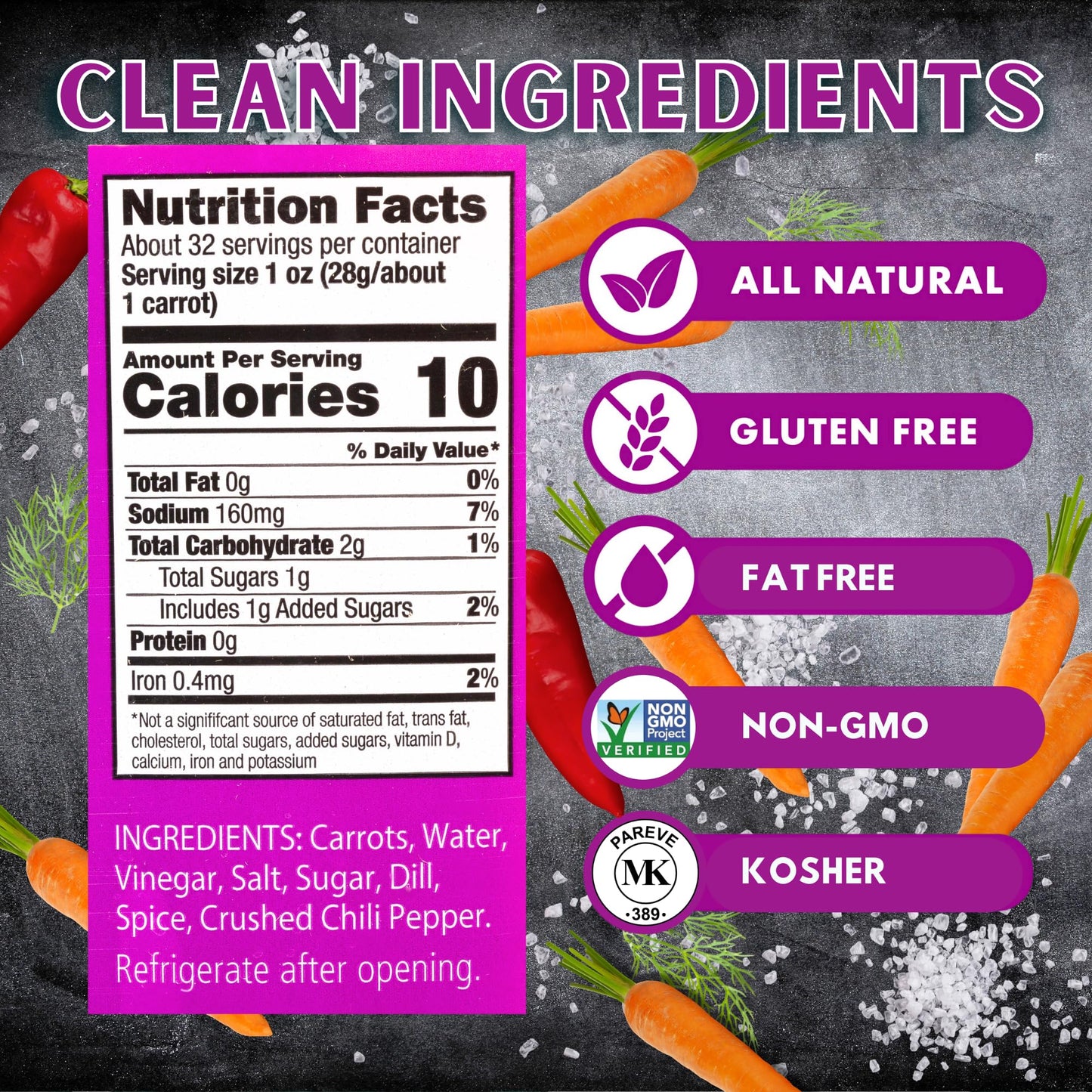 Foster'S Pickled Carrots- Original- 32Oz (2 Pack) - Pickled Carrots In A Jar - Traditional Pickled Vegetables Recipe For 30 Year
