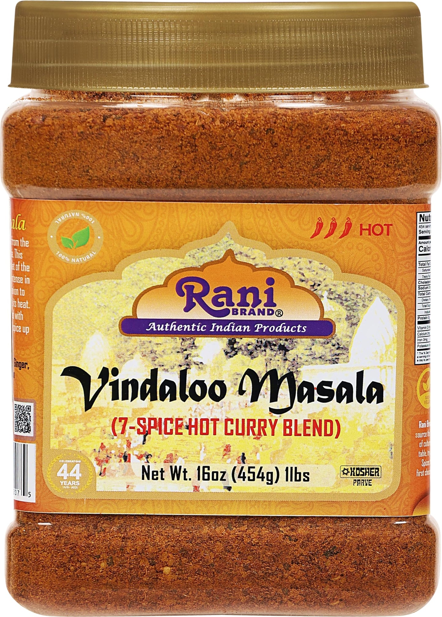 Rani Vindaloo Curry Masala Spice Blend, Salt Free, Vegan, 16oz PET Jar, Non-GMO, Kosher, Indian Origin