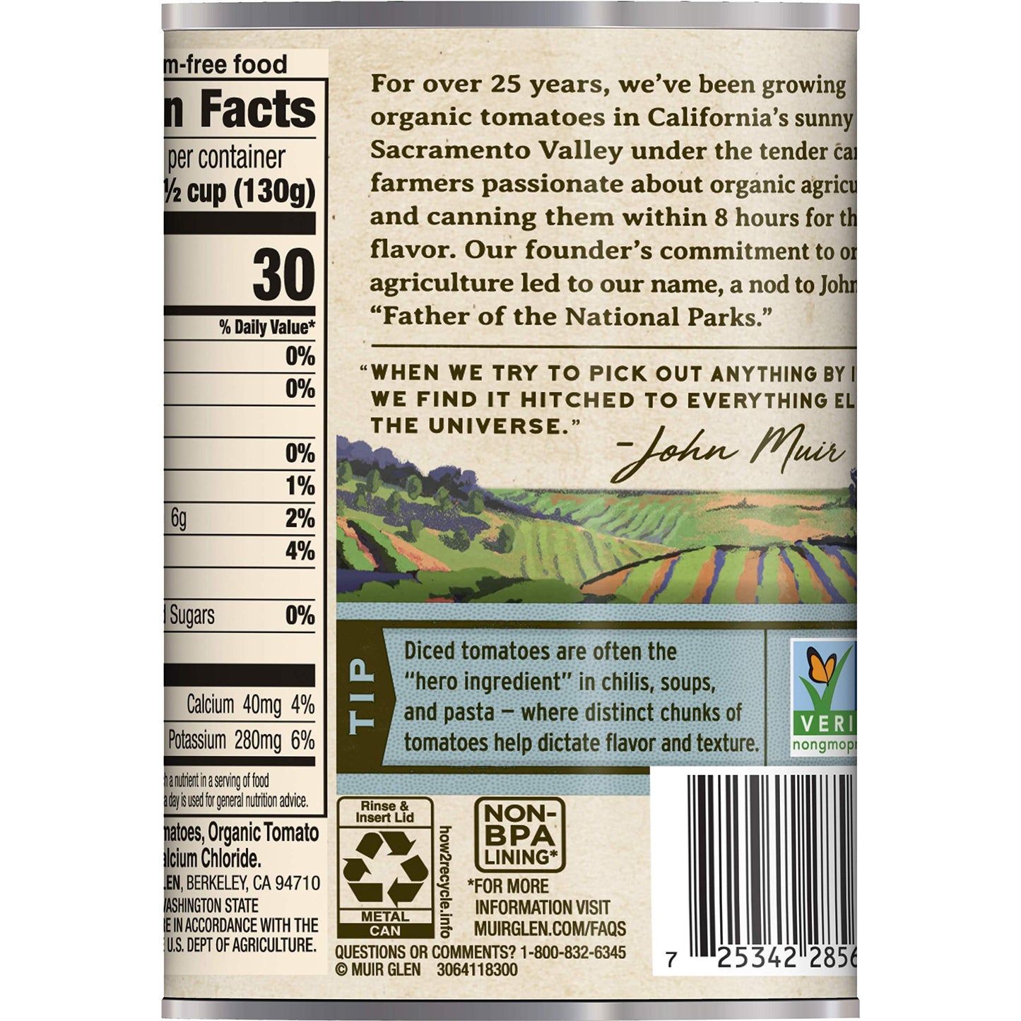 Muir Glen Organic Diced Tomatoes, No Salt, 14.5 Oz