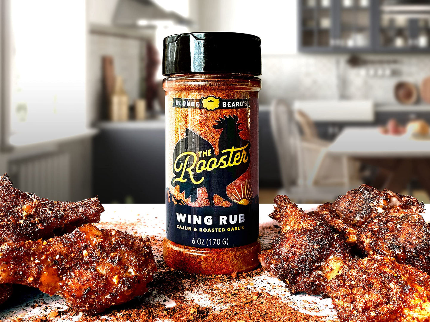 Blonde Beard'S Rooster Chicken Wing Rub (Mild/Medium) - Gourmet Bbq Rub Made With Roasted Garlic & Cajun Seasoning - Great On Ch