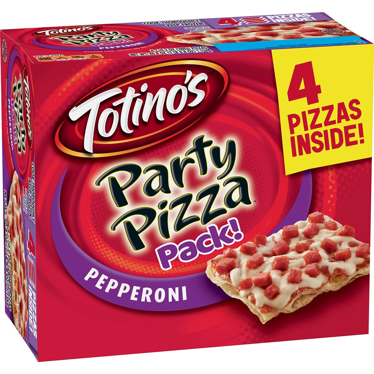 TotinoS Party Pizza, Pepperoni, Frozen Snacks, 4 Ct, 40.8 Oz