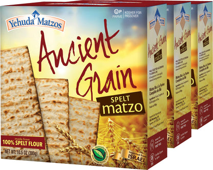 Yehuda Spelt Matzo, 1lb (3 Pack) | Kosher for Passover Matzo