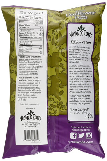 Veganrobs Puffs Cauliflower Probiotic 3.5 Oz