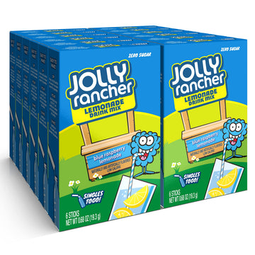 SINGLES TO GO! Jolly Rancher Drink Mix, Blue Raspberry Lemonade, 12 Boxes, 72 Total Servings, 0.5 Ounce Pack of 12