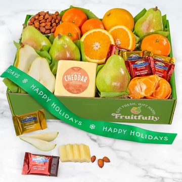 A Gift Inside Happy Holidays Harvest Favorites Fruit And Gourmet Gift Box