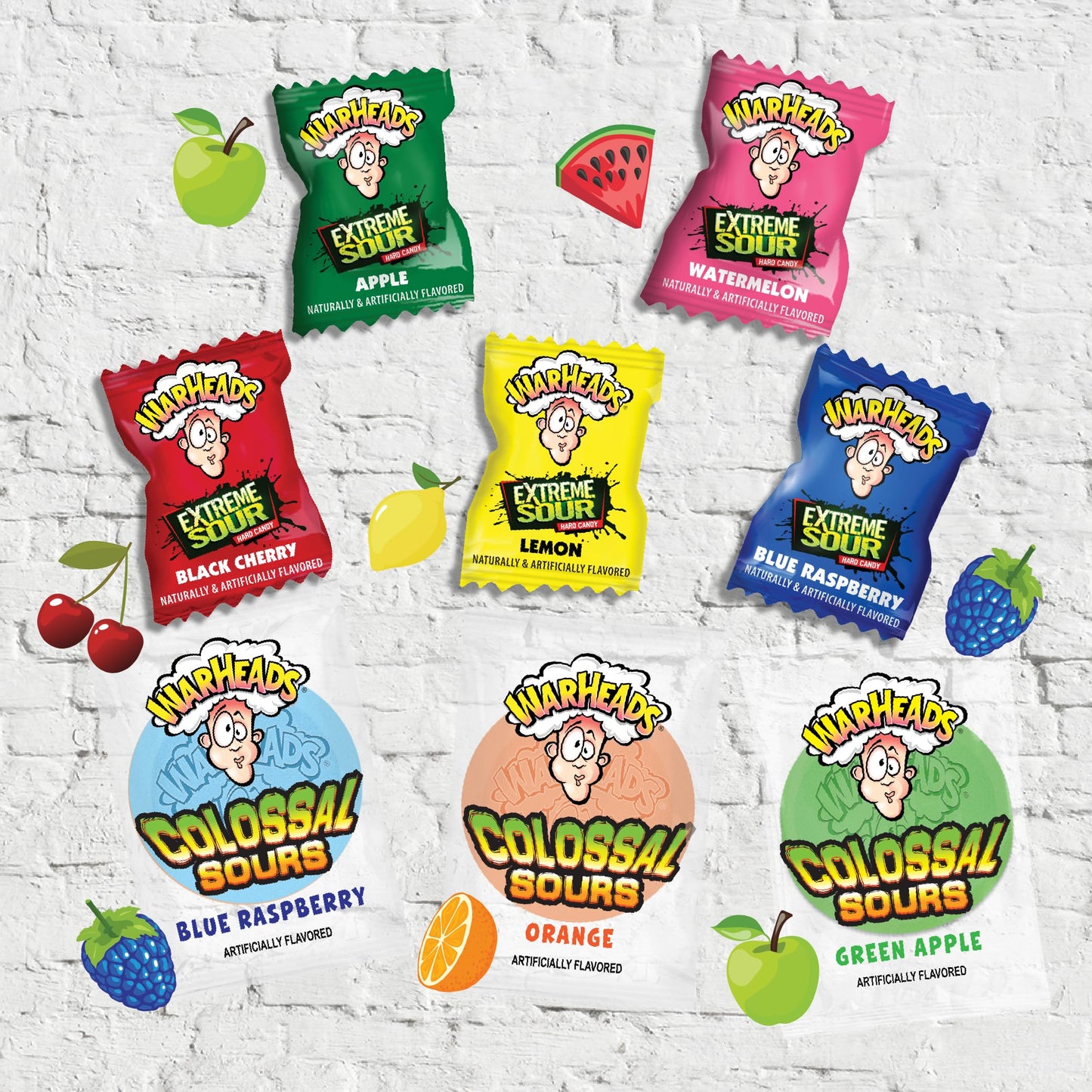 Wallys Limited Availability Sour Mix - Warheads Sour Candy Bulk Mix Of Colossal Sours And Extreme Sour Hard Candy - Intense Fruity, Sweet And Sour Flavors. - Parties, Gifts, Holidays - 3 Lb Bag