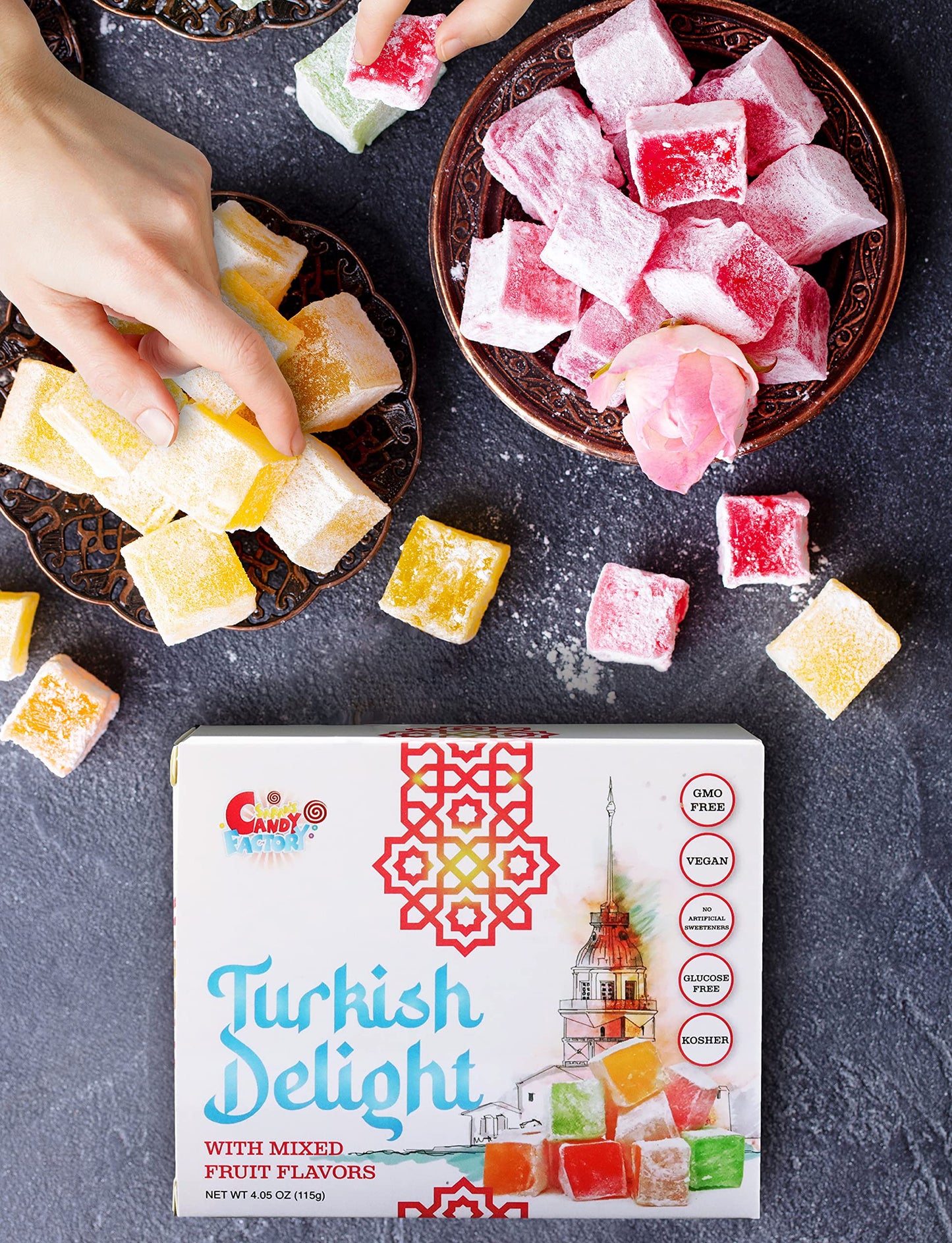 Sarah'S Candy Factory Turkish Delight With Assorted Fruit Flavors 4.05 Oz Pack Of 6