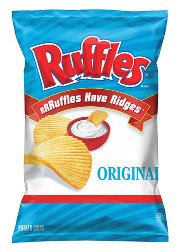 Ruffles Potato Chips, Original, 9 Ounce (Pack of 4)