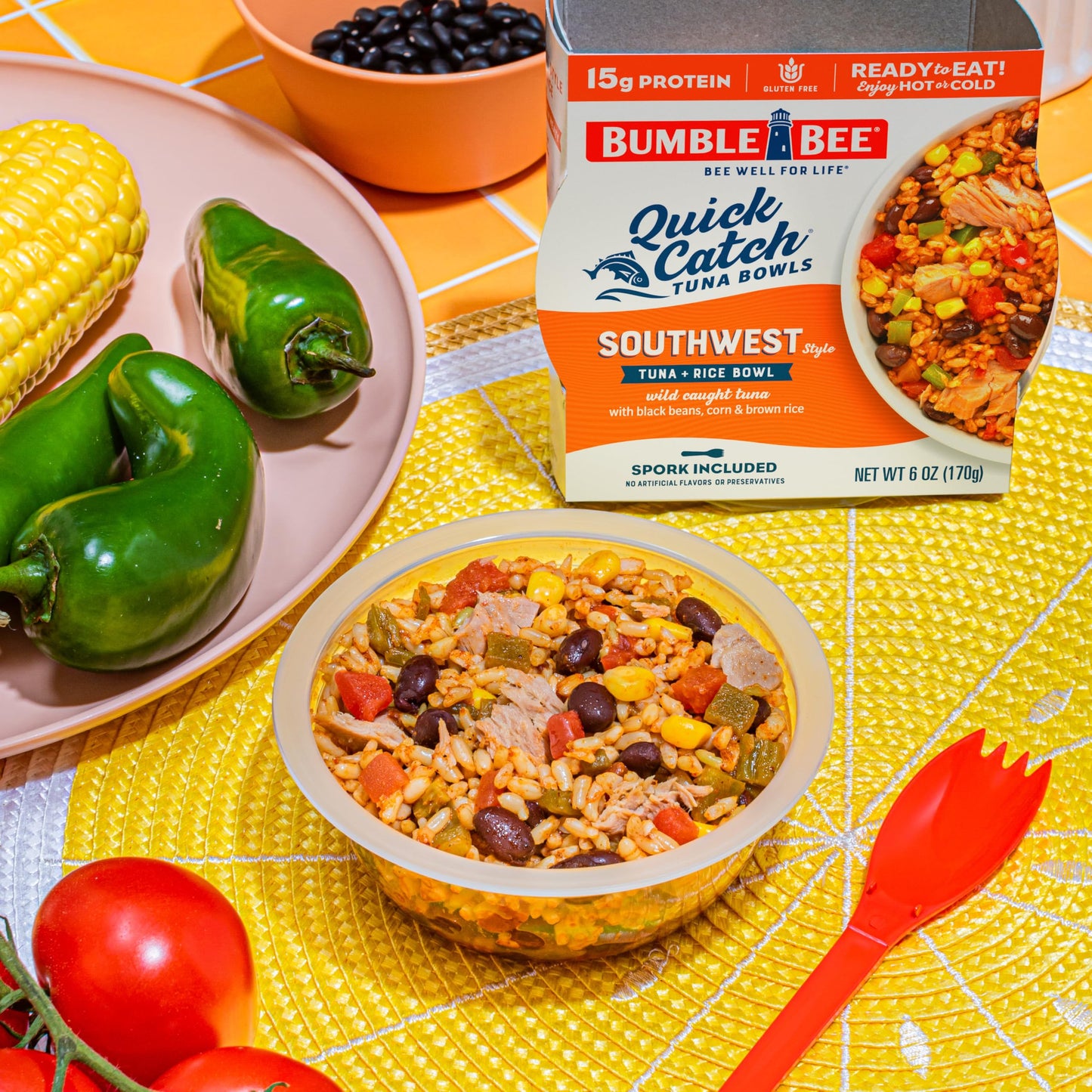 Bumble Bee Quick Catch Southwest Rice, Wild Caught Tuna And Rice Bowl, 6 Oz - Ready To Enjoy, Spork Included - 15G Protein Per S