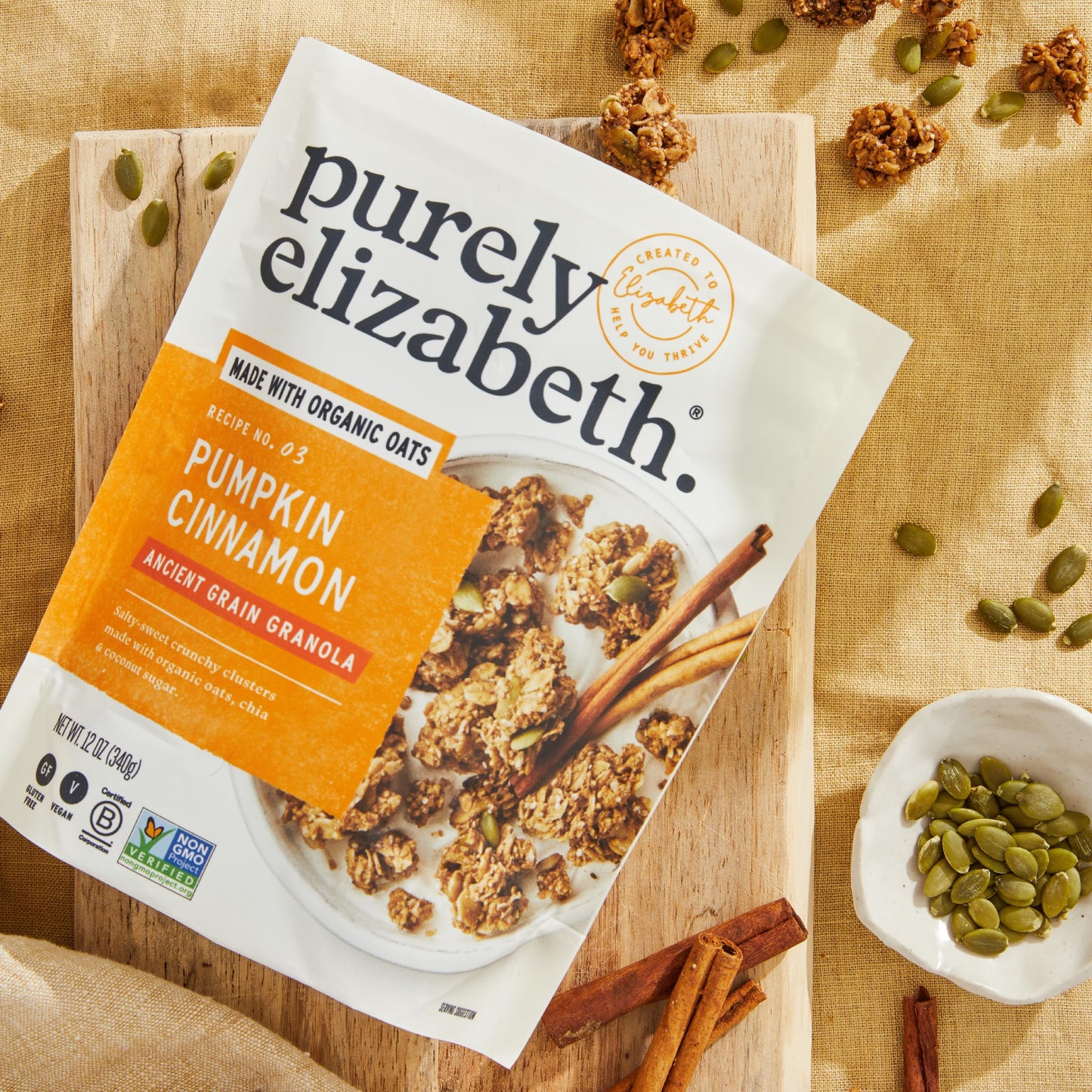 Purely Elizabeth, Pumpkin Cinnamon, Ancient Grain Granola, Gluten-Free, Non-GMO (12oz Bag)