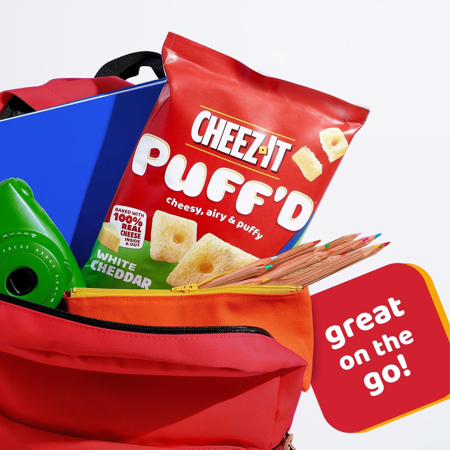 Cheez-It Puffd Cheesy Baked Snacks, Puffed Snack Crackers, Kids Snacks, White Cheddar, 18Oz Case (6 Pouches)