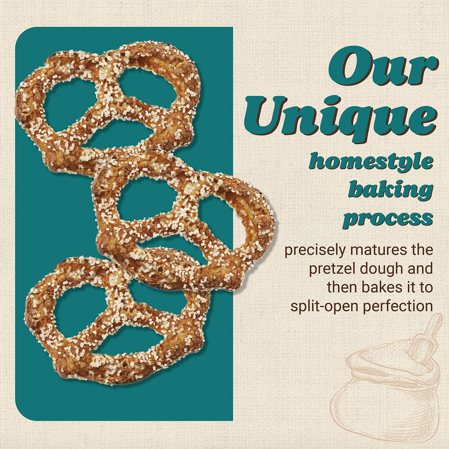 Unique Snacks Extra Salt Splits Pretzels, 11 Oz. Bag, Pack of 12, OU Kosher, Non-GMO, Original Split-Open Snack