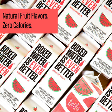 BOXED WATER IS BETTER Watermelon Flavored Water, Purified Drinking Water, 16.9 oz, 12 Pack, 92% Plant-Based Boxes, Zero Calories, Sugar Free