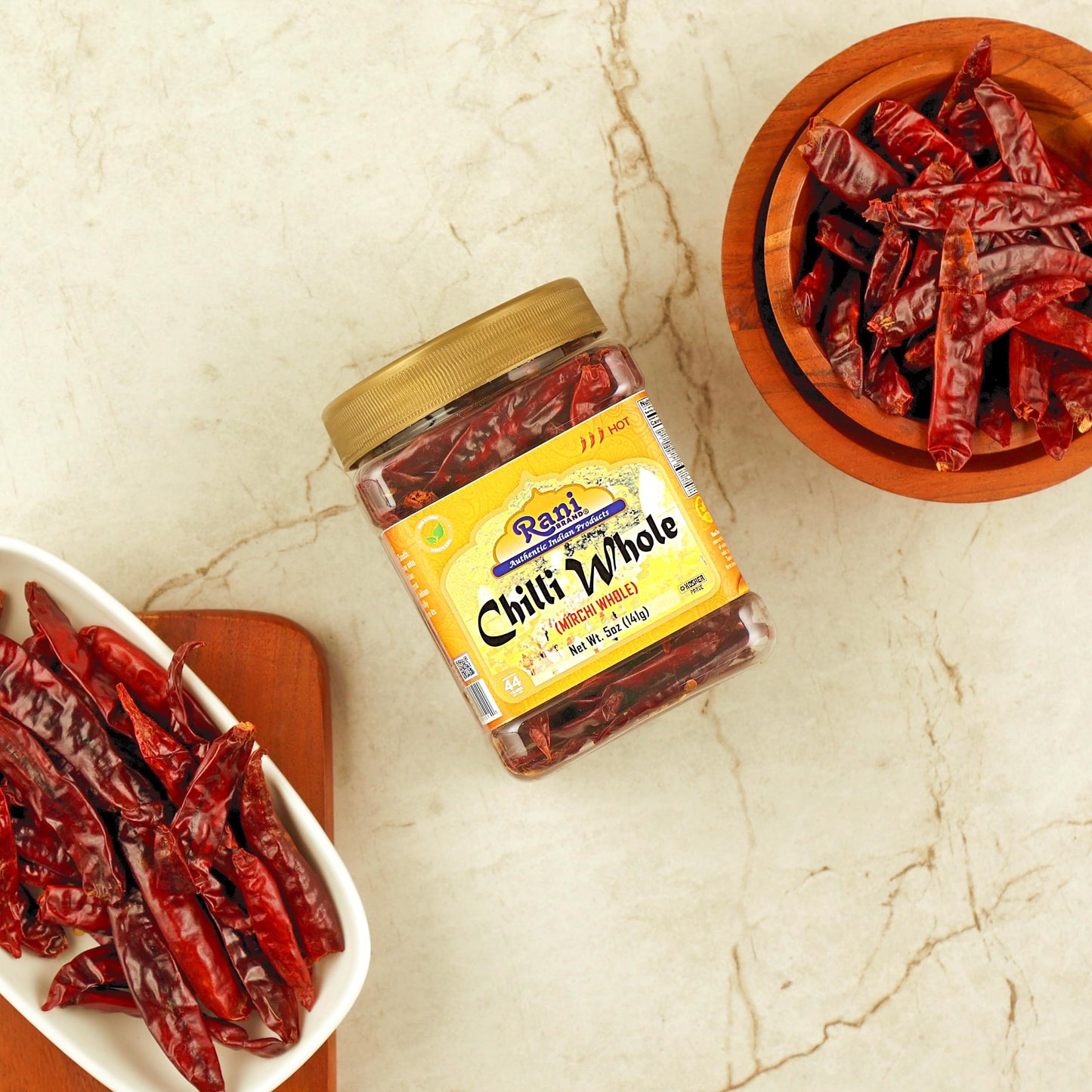 Rani Chilli Whole 5Oz (141G) Pet Jar ~ All Natural, Salt-Free | Vegan | No Colors | Gluten Friendly | Non-Gmo | Kosher | Indian