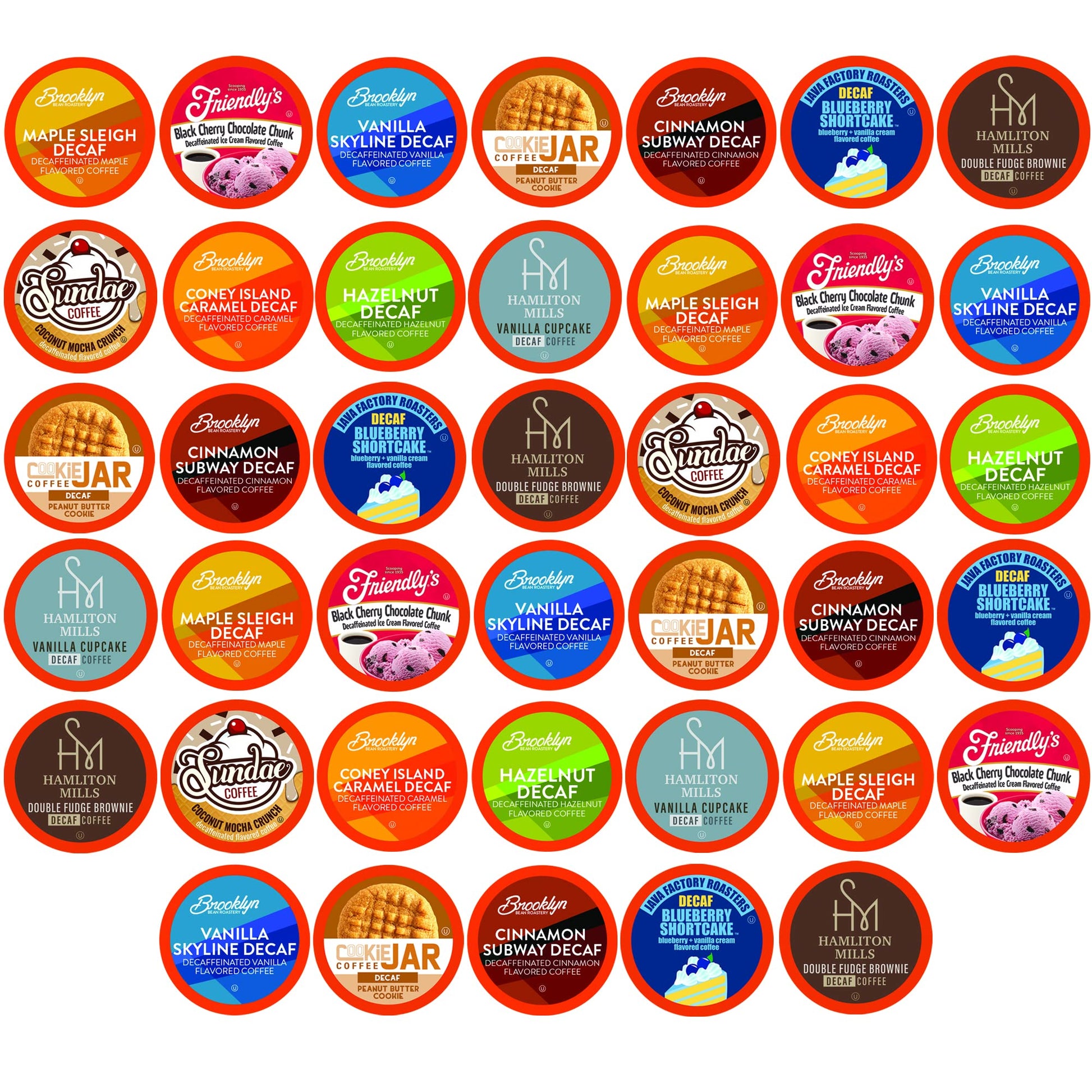 Two Rivers Coffee Decaf Flavored Coffee Pods, Assorted Variety Pack, 40 Count, Compatible with Keurig K Cup Brewers