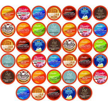 Two Rivers Coffee Decaf Flavored Coffee Pods, Assorted Variety Pack, 40 Count, Compatible with Keurig K Cup Brewers