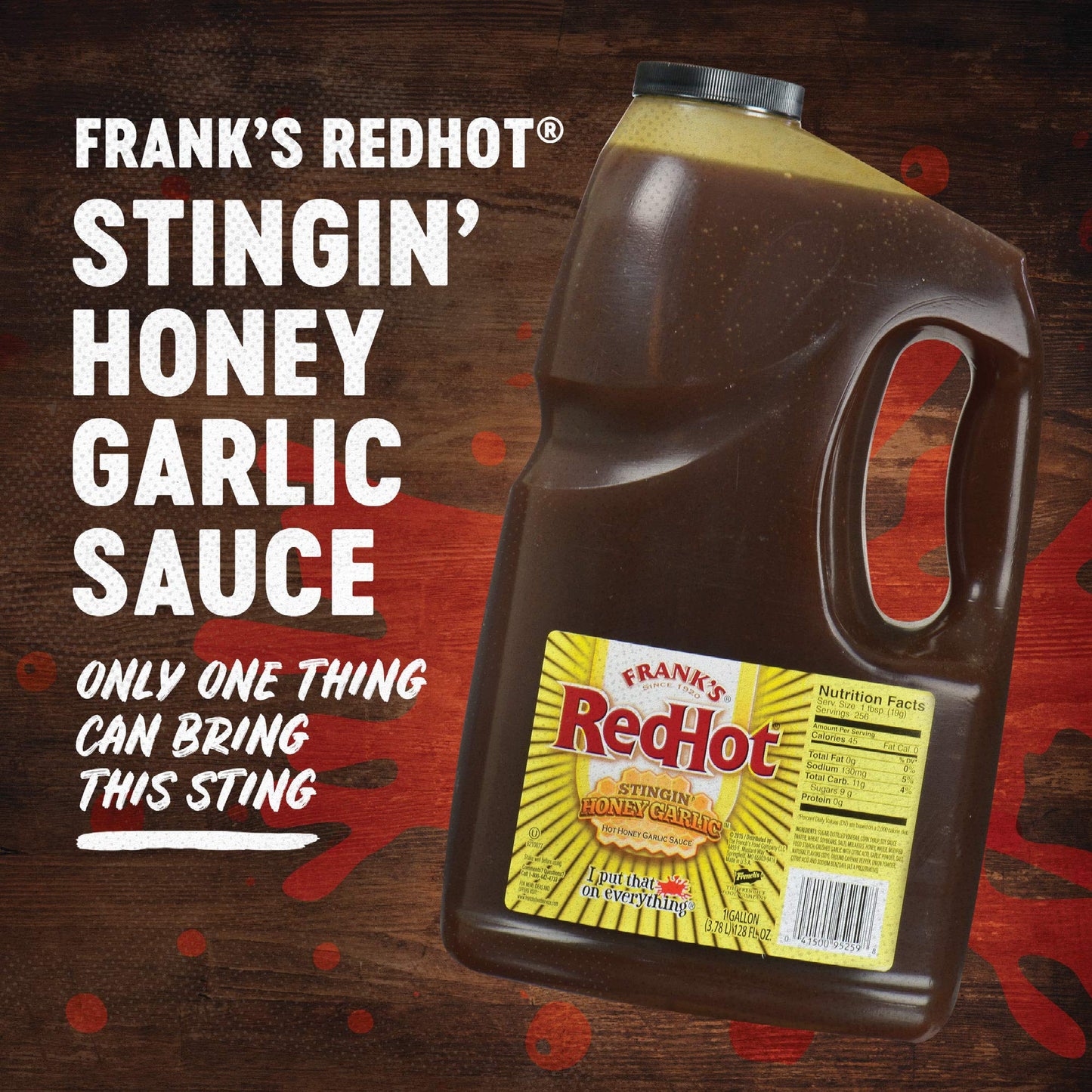 Franks RedHot Stingin Honey garlic Sauce 1 gal - One gallon Bulk container of Stingin Honey garlic Sauce for Entrees Sides Veggi