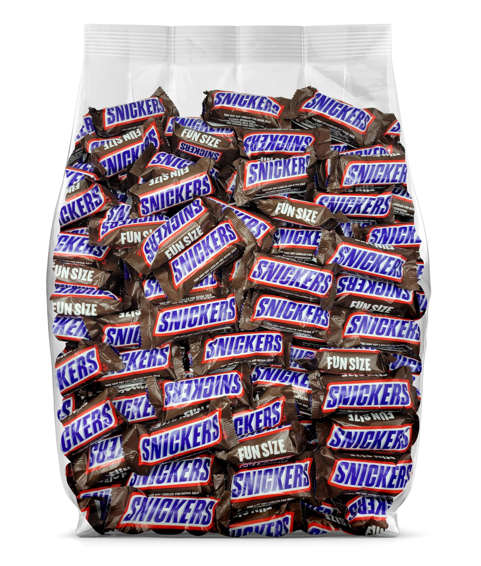 Snickers Chocolate Candy Bars - Fun Size Snickers Candy Bars - Individually Wrapped Bulk Snickers Chocolate Bars - Snickers Milk Chocolate  Peanut  and Caramel Bars - Bulk Candy Bag (Pack of 65)