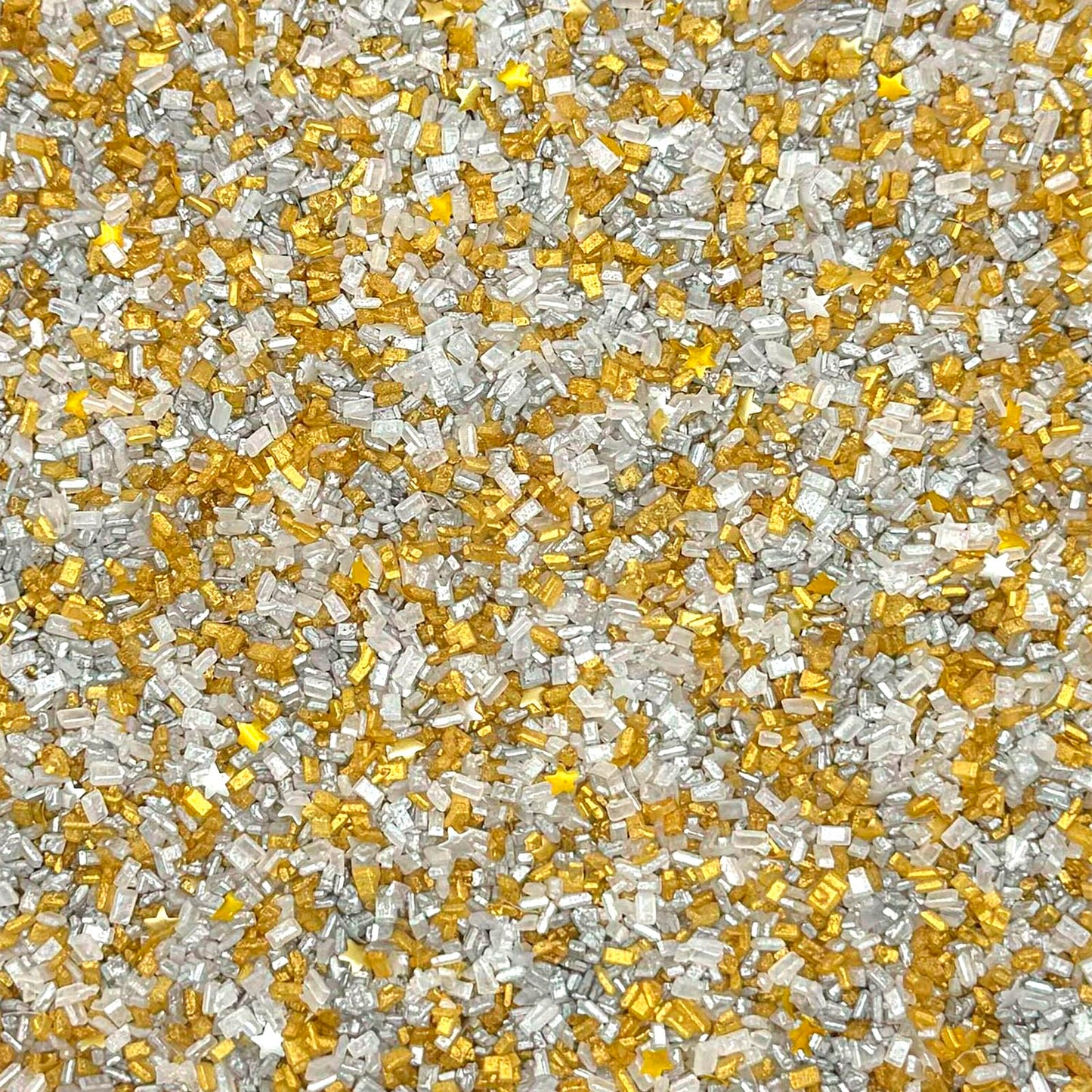 Fancy Sprinkles Filthy Rich Fancy Sugar Silver and Gold Pearlescent Sugar Crystals Flecked with Silver and Gold Mini Edible Glit