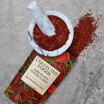Collected Foods Premium Gochugaru Red Pepper Flakes - Korean Chili Powder for Kimchi & Cooking - Pack of 3 (2oz)