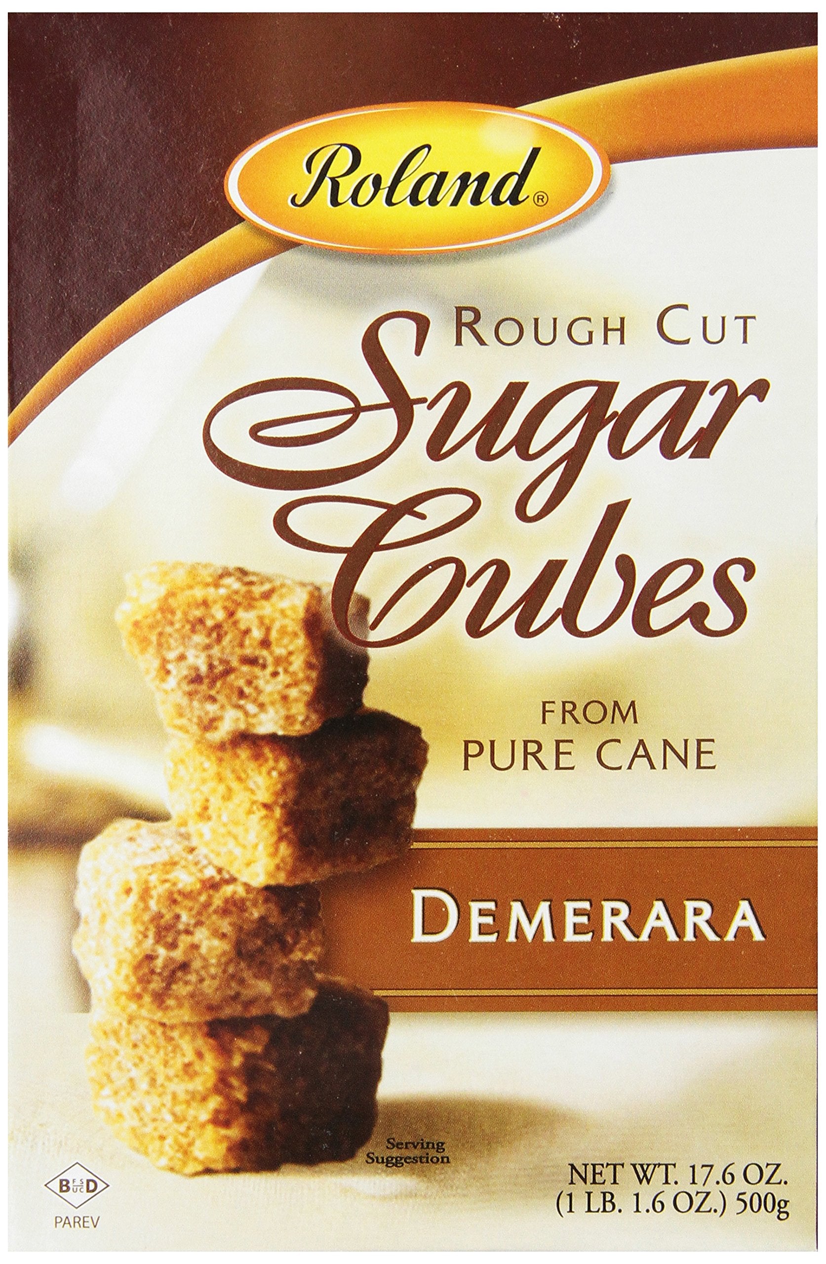 Roland Rough Cut Demerara Sugar Cubes, 17.6 oz, Pack of 6, Brown, Model 70830
