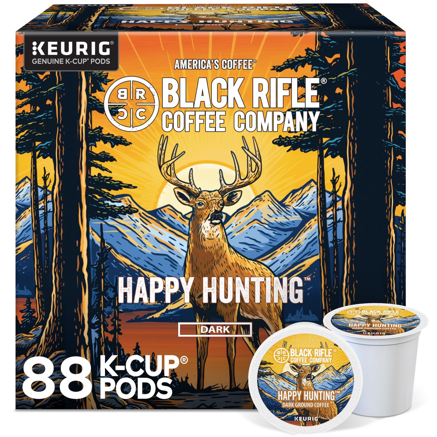 Black Rifle Coffee Company Dark Roast Coffee Pods, Tasting Notes of Chocolate & Walnut, Single Serve K-Cup Compatible, 88 Count