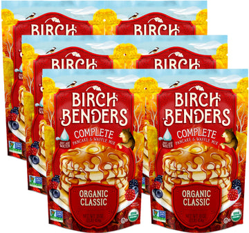 Birch Benders Organic Classic Pancake And Waffle Mix, Non-Gmo, Just Add Water, 16 Oz (Pack Of 6)