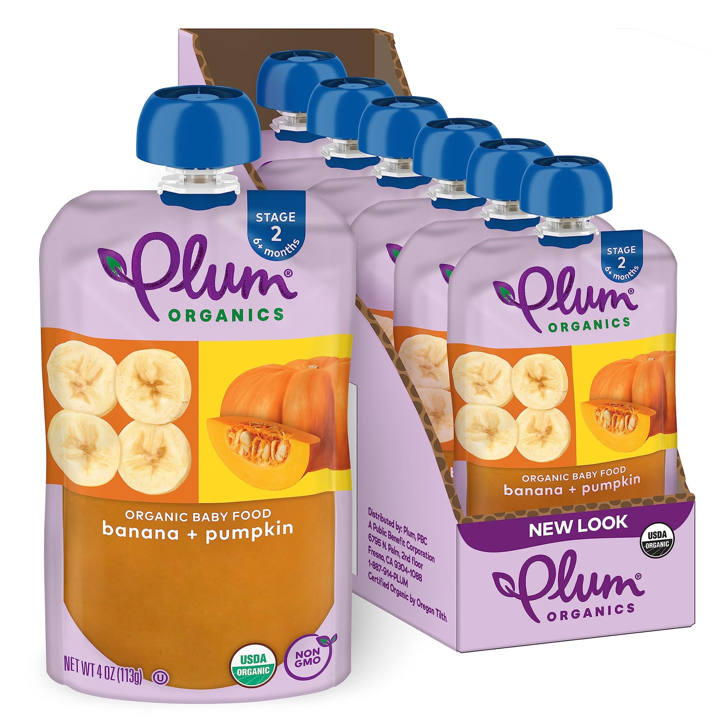 Plum Organics Stage 2 Organic Baby Food - Banana And Pumpkin - 4 Oz Pouch (Pack Of 6) - Organic Fruit And Vegetable Baby Food Pouch