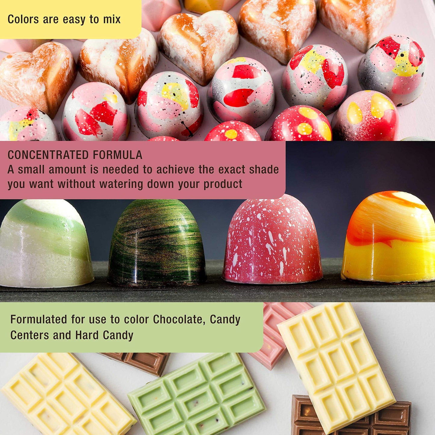 U.S. Cake Supply Large 2-Ounce Bottles Of Each Liquid Candy Food Color 8 Bottle Kit With Mixing Wheel For Chocolate And Candy Coloring