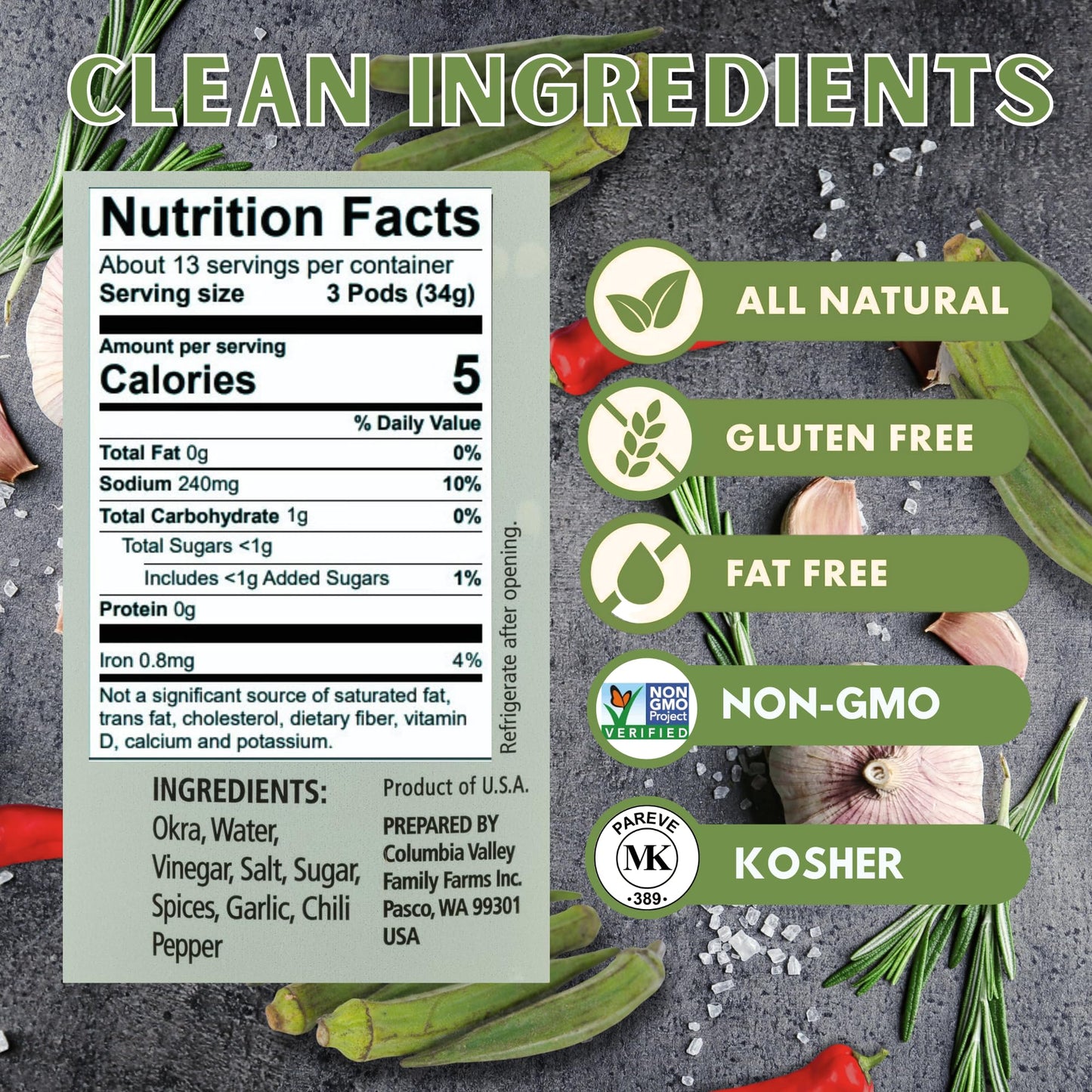 Fosters Pickled Okra in Jar, Original, 32oz, 2 Pack, Traditional Pickled Vegetables Recipe for over 40 years, Low Calorie Snack